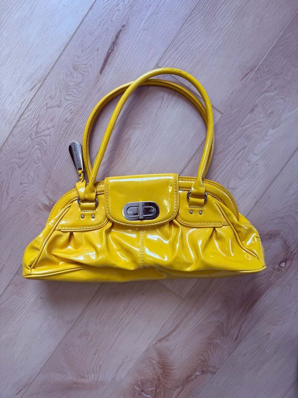 Franco Sarto Yellow Patent Leather Shoulder Bag Purse